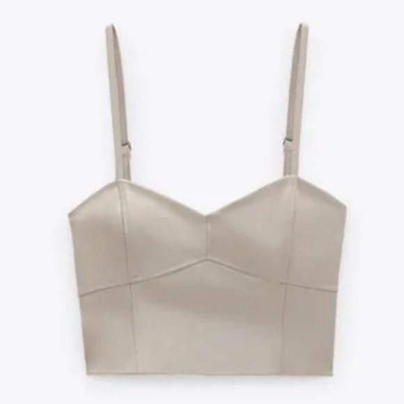 Zara Tops - Zara Faux Leather Stone Crop